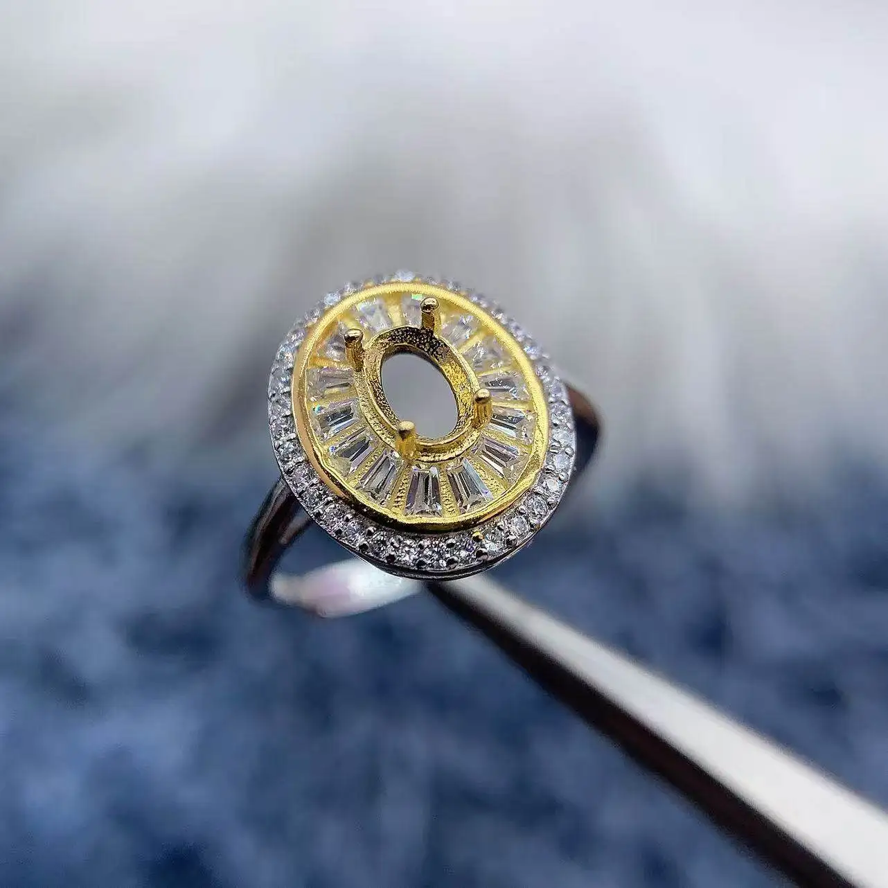 

MeiBaPJ Inlay Oval 4*6mm S925 Sterling Silver DIY Ring Setting Women Light Luxury Niche Personality Fine Charm Jewelry Wholesale