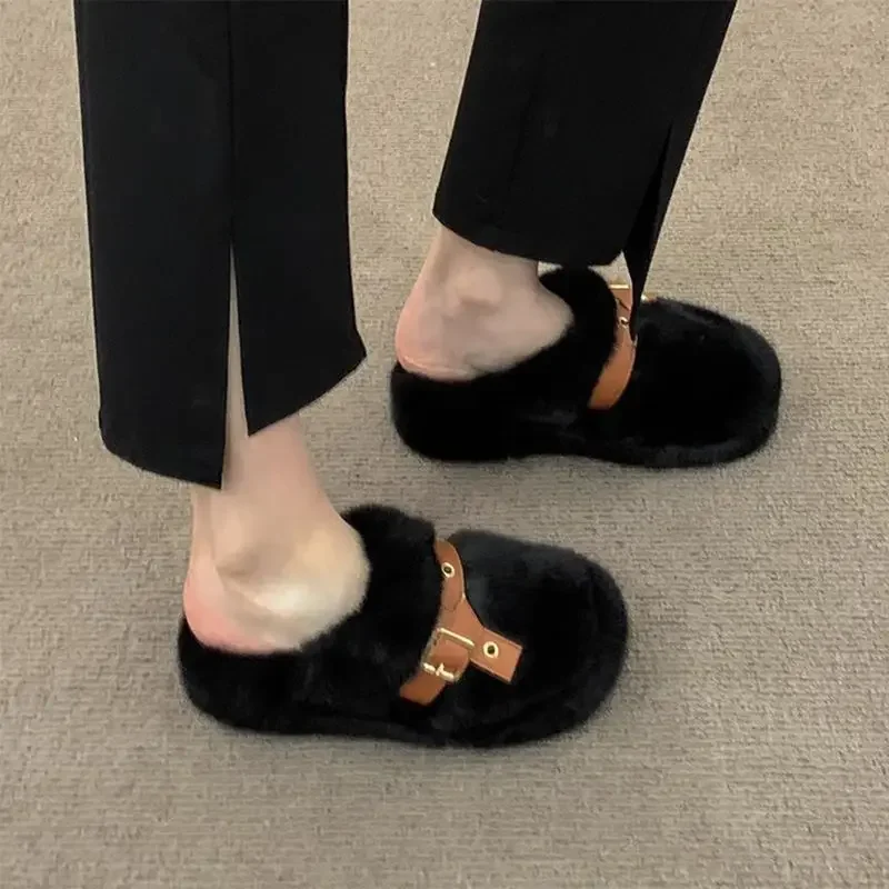 

Trending Women's Plush Slippers 2025 New Winter Indoor Outdoor Thick Platform Height Boosting Closed Toe Cotton Warm Slippers