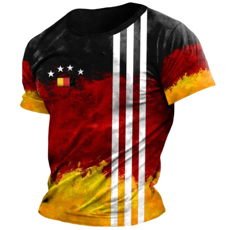 Germany National Flag Print T Shirt For Men Summer Germany Jersey Sports Tops Casual O-Neck Loose Short Sleeve Deutschland Tees