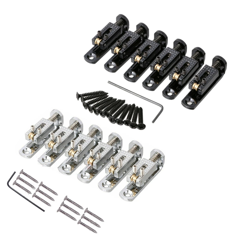 اختياري أسود/فضي دائم جسر معدني الأسطوانة واحدة ل 3-8 سلسلة الغيتار صندوق السيجار الغيتار الأسطوانة السرج جسر الصلب