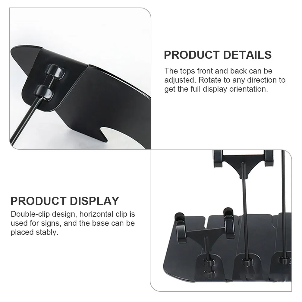 10Pcs Electroplated Holder with Dual Clamp Design Rotatable Display Stand for Price Cards Food Signs Desk Advertising