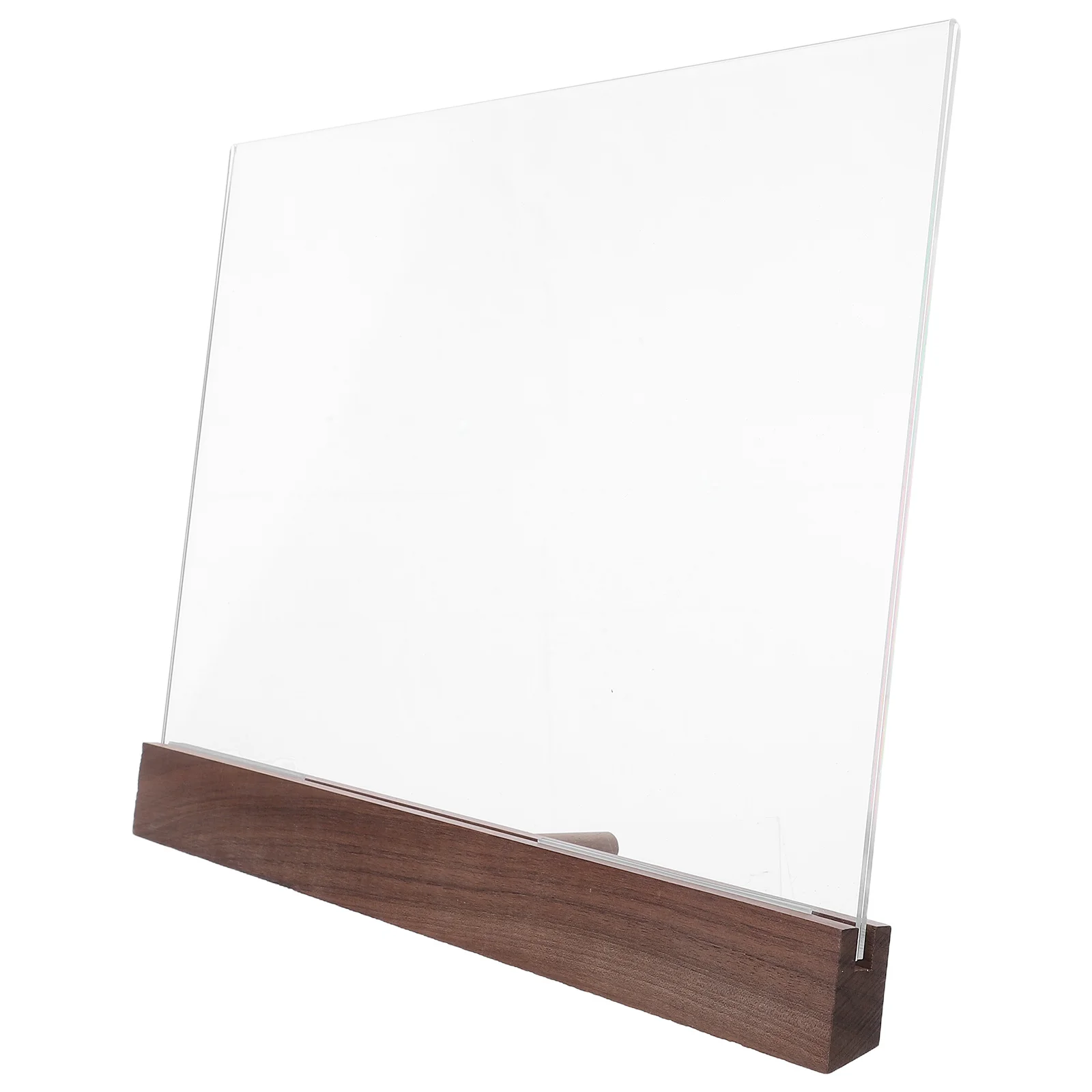 حامل علامة أكريليك، إطارات شفافة مزدوجة الجوانب، قاعدة من خشب الجوز، قائمة عرض، حامل شهادة الطيارة #3