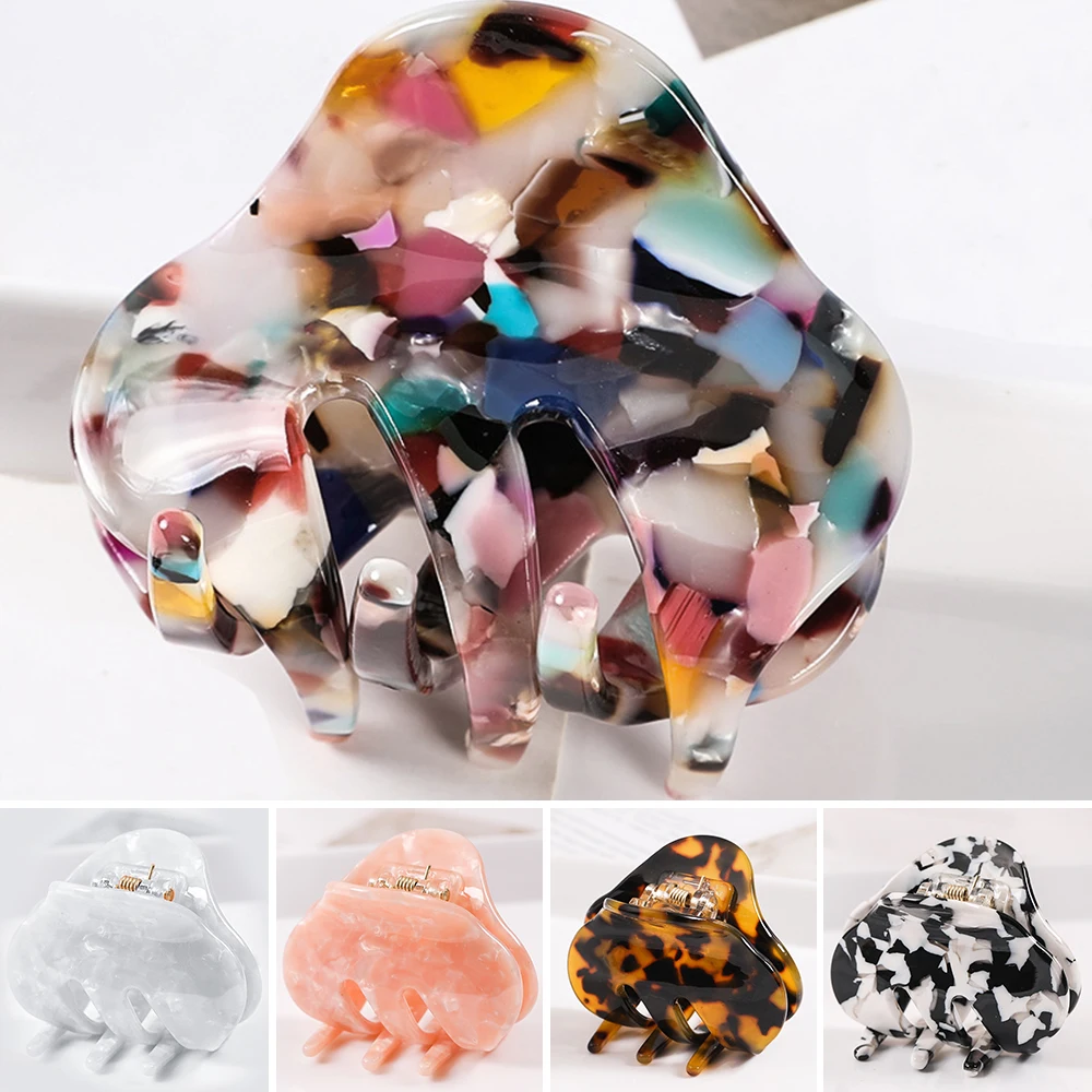 

55mm Colored Acetic Trendy Hair Clips Geometric Hair Claws for Women Clip Hair Accessories