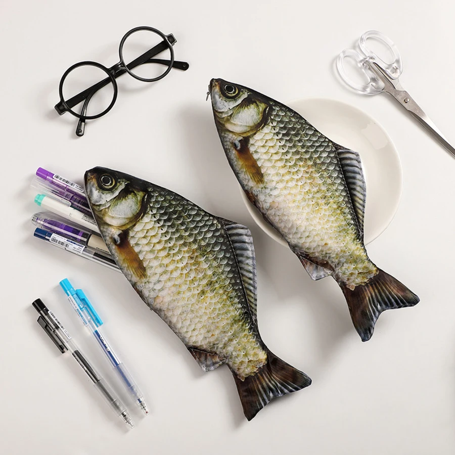 Estuche para lápices de pescado salado simulado creativo, estuche para lápices de gran capacidad, bonito estuche para lápices, regalo divertido para el regreso a la escuela