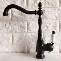 Basin Faucets Black Oil Rubbed Bronze Bathroom Sink Faucet 360 Degree Swivel Spout Bath kitchen Mixer Hot and Cold Tap Lnf387