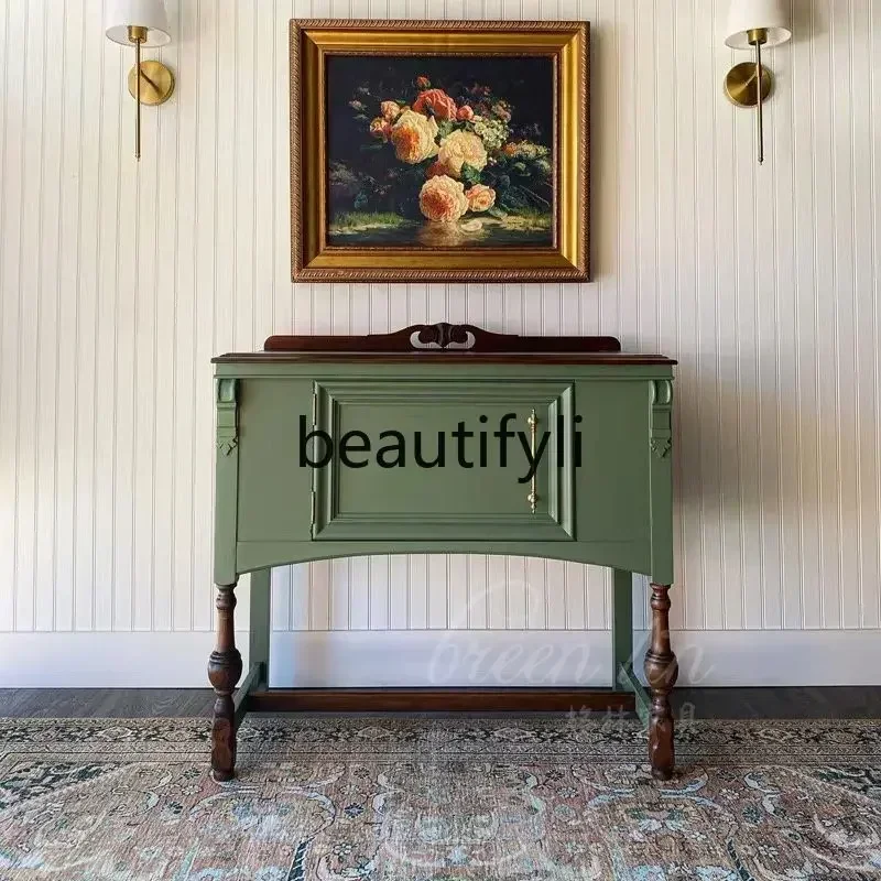 P French retro home entry, American country living room decorative cabinet/medieval wall storage chest