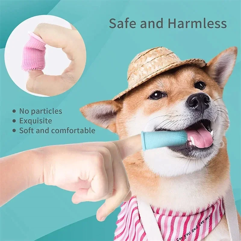 Dog Super Soft Pet Finger Toothbrush Teeth Cleaning Bad Breath Care Nontoxic Silicone Dog Cat Oral Cleaning Supplies Dental Care