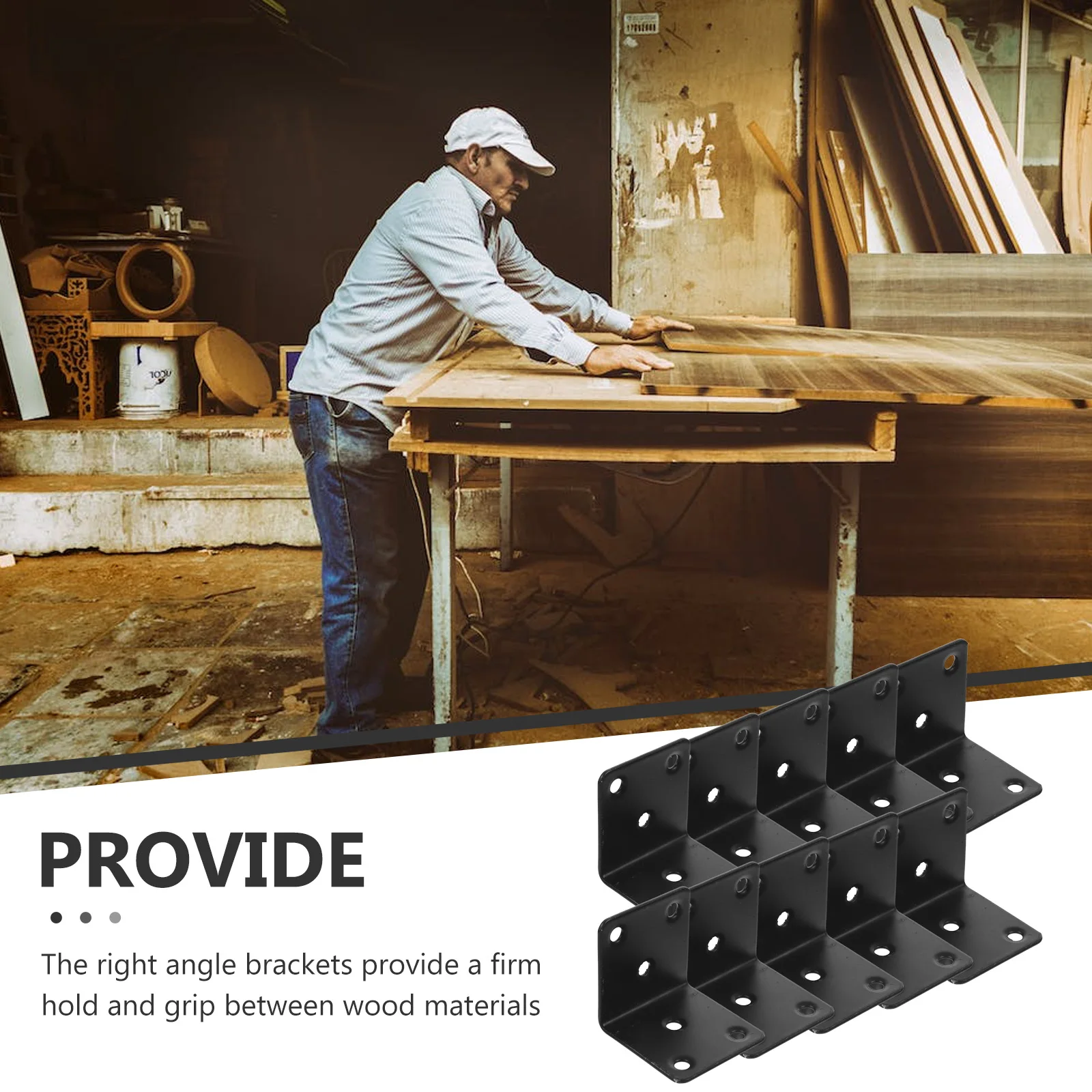 

10pcs L Heavy Duty Metal Corner Brackets For Shelves Wood Supports Black Angle Iron Brackets Hardware Fasteners