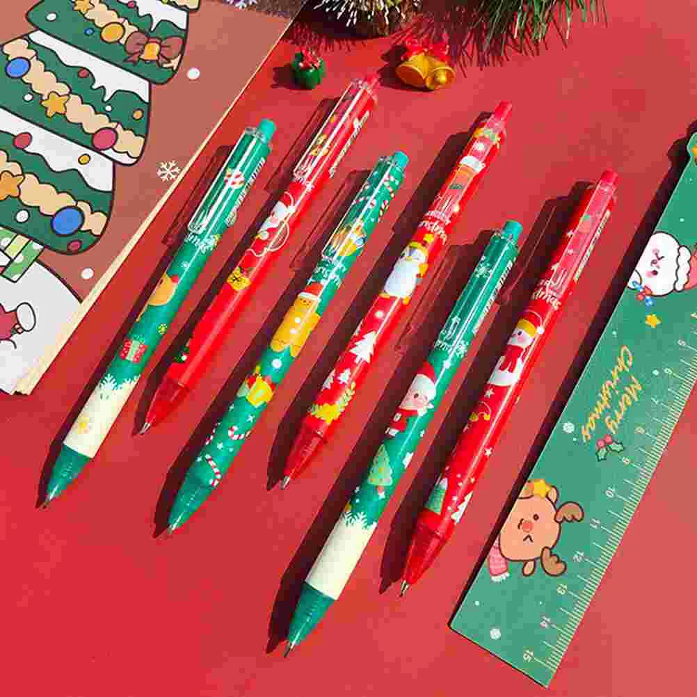 12 Pcs Christmas Pen Cartoon Adorable Stationary Gel Office for Kids Black Creative Writing Plastic Child Student Fountain Pens