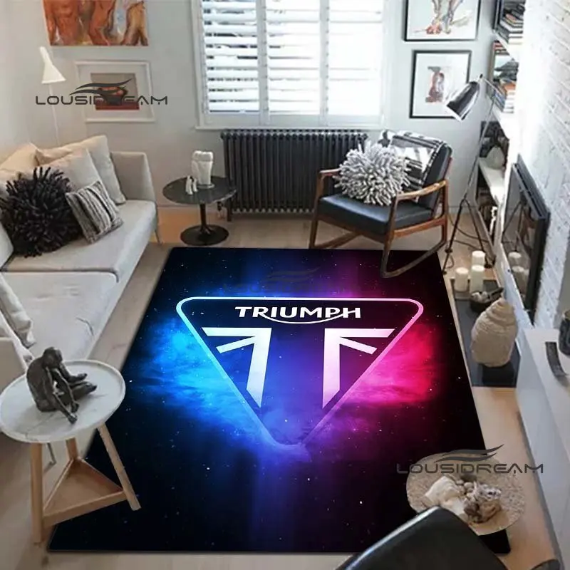 Retro Motorcycle Carpets and Rug 3D Printing Triumph Soft Carpet Floor Mat Living Room Bedroom Decorate Large Area Soft Carpet