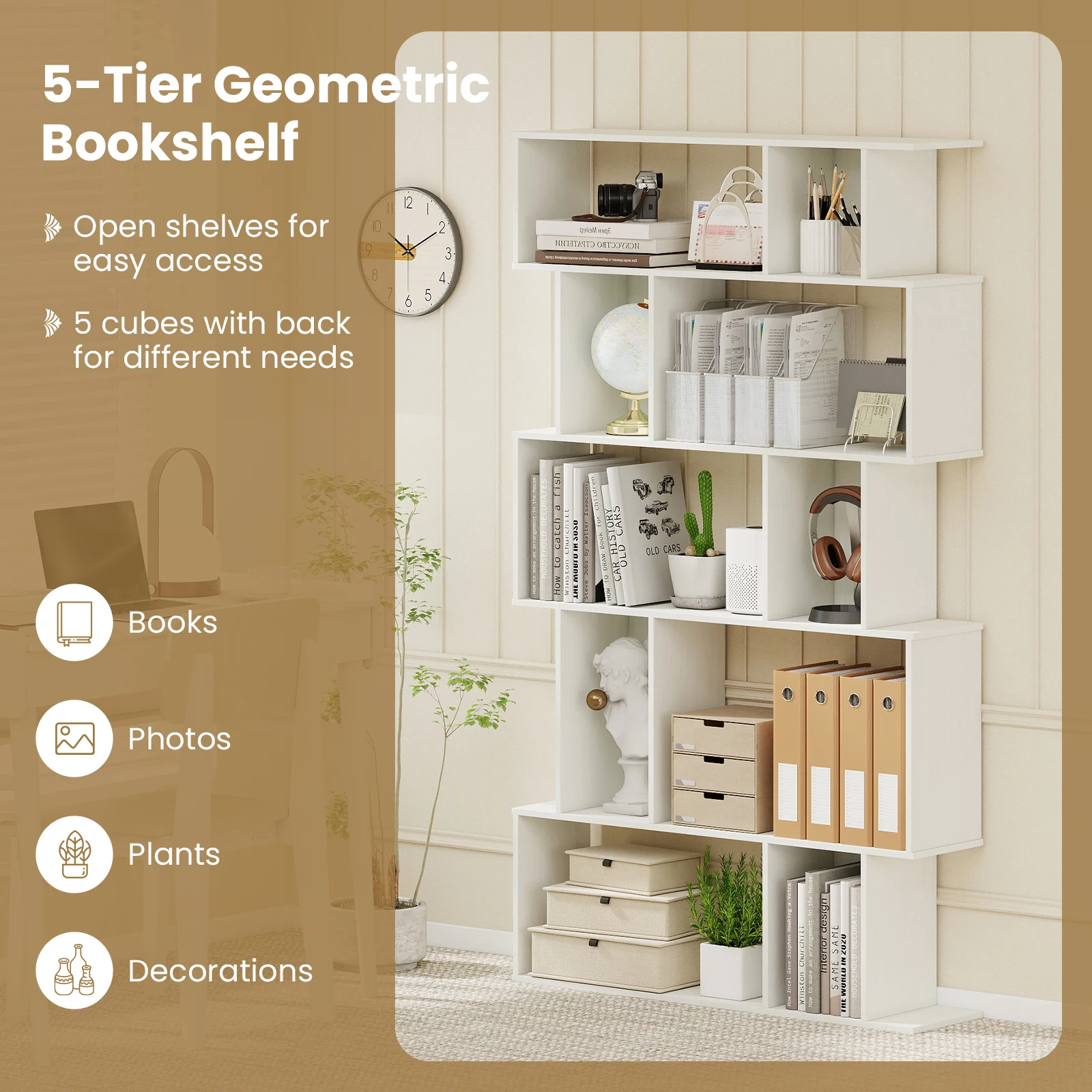 5 Katlı Geometrik Kitaplık, Aç - Bookshelf 5 Tier incelemesi ve fiyatı
