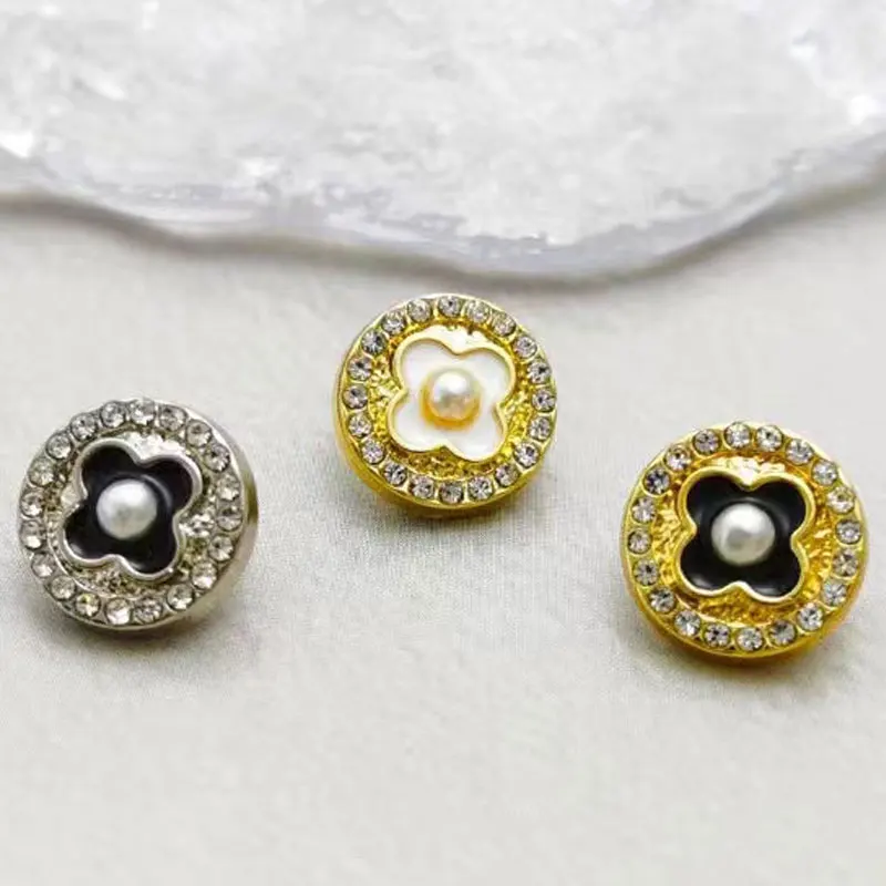 10 Stück 11,2 mm Strass-Metallknöpfe, runde Nähknöpfe für Damenblusen, modisches Kleidungszubehör – Detail 3