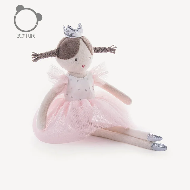 34cm Pink Ballet Girl Doll with Princess Crown High Quality Stuffed Toy for Babies and Children Companion Sleeping Mate  Color