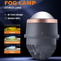 Car Fog Light Bi LED Projector Lenses 12V 70W 6000K 3000K Fog Driving Lamp High/Low Beam Headlight For Honda Toyota Universal