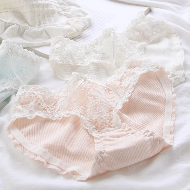 New Panties Japanese Lace Bow Sweet and Fresh Girl Student Underwear Lolita Cute Bubble Lace Maid Shorts Light Color