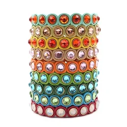 Bohemian Semi-precious Stone Crystal Enamel Fashion Ladies Bracelet DIY Popular Elegant Ethnic Style Elastic Bracelet Jewelry