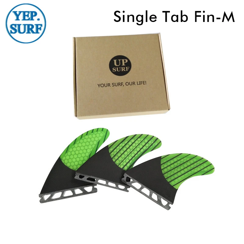 Novas barbatanas de prancha de surf 3 tamanhos para upsurf abas únicas m fin cor verde fibra de vidro favo de mel barbatanas de surf paddleboard