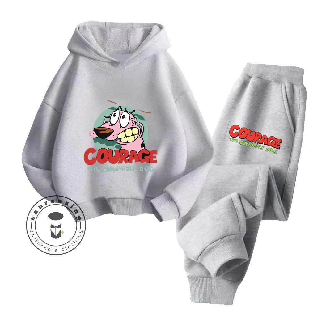 Creativity Cartoon Courage the Cowardly Dog Artistic Hoodie Ensembles Innovative Character Designs Kid Fall Winter Outdoor Wear