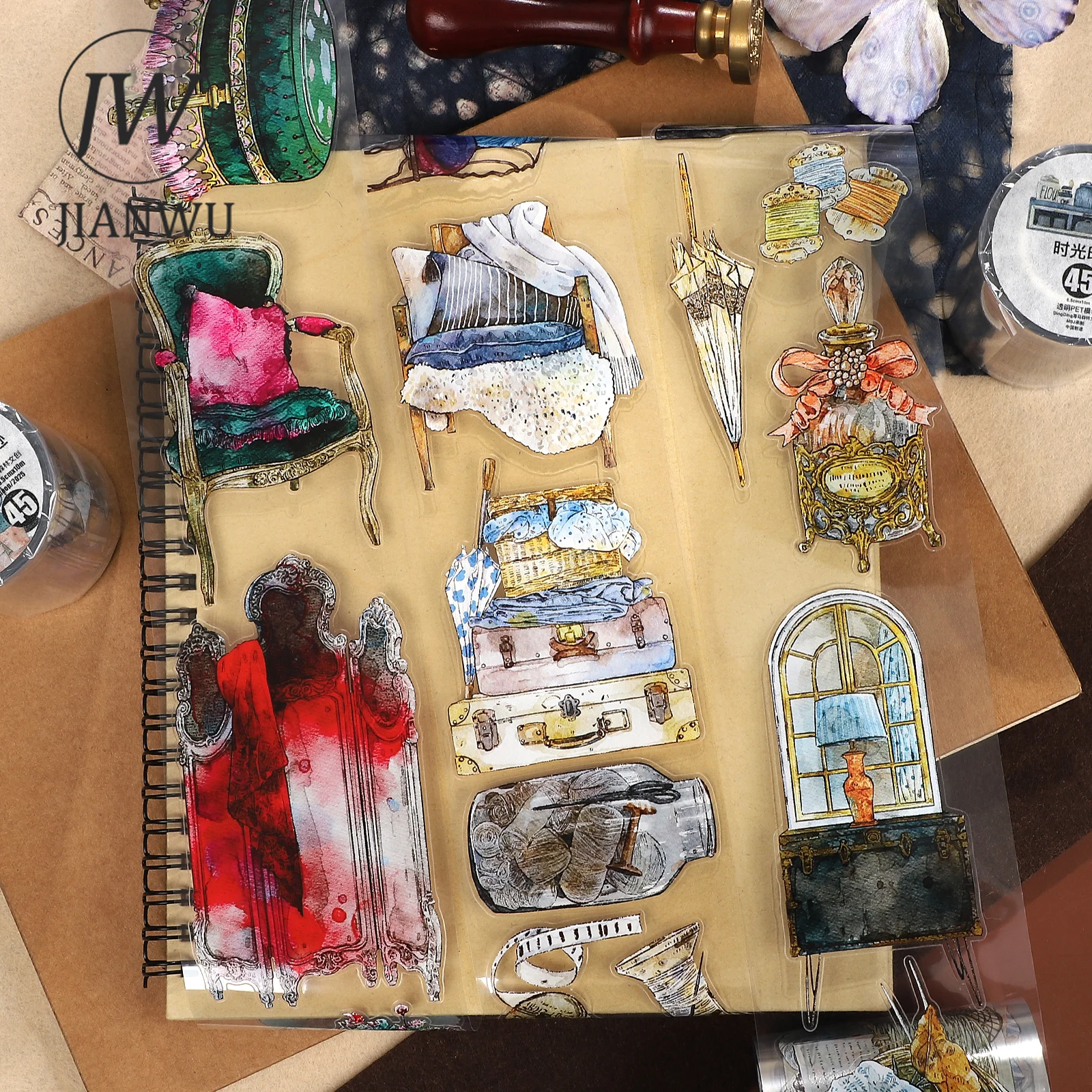 jianwu-65mm-10m-vintage-life-home-plant-landscape-material-collage-scrapbooking-pet-tape-creative-diy-journal-stationery