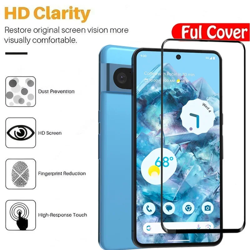 Google Pixel 8 Pro 8 7 HD 용 5PCS 투명 강화 유리 Google Pixel 9 Pro XL 8A 7A 6A 6 유리 용 전체 커버 화면 보호기