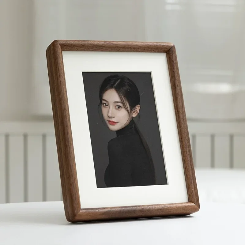 Black Walnut Wooden Desktop Photo Frame - Vertical Stand Picture Frame with Rounded Corners, High-Quality Art Display Frame