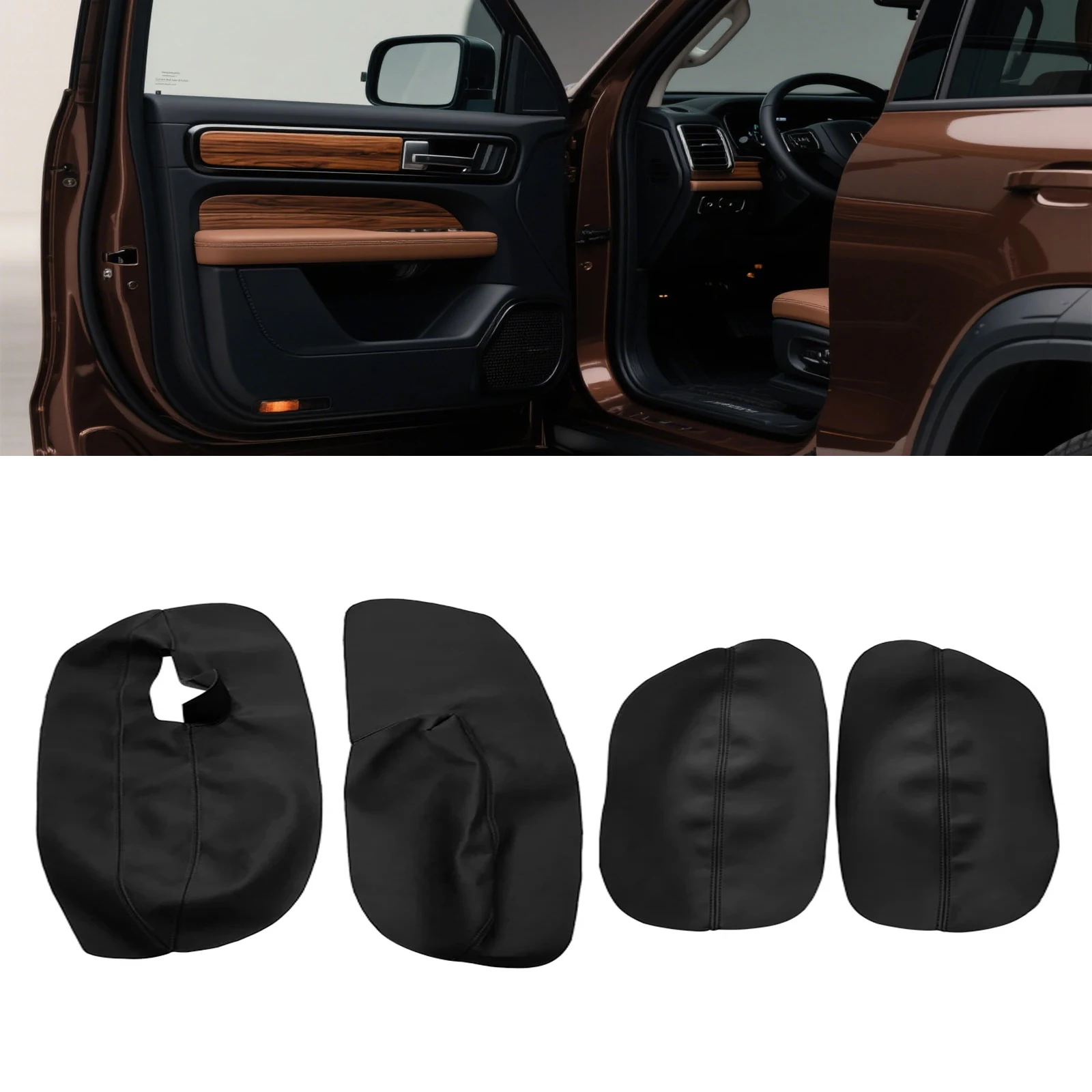 

For VW Golf 4 MK4 Jetta 1999-2005 ONLY 3 DOORS Car Microfiber Leather 4pcs Door Armrest Panel Cover Protective Trim