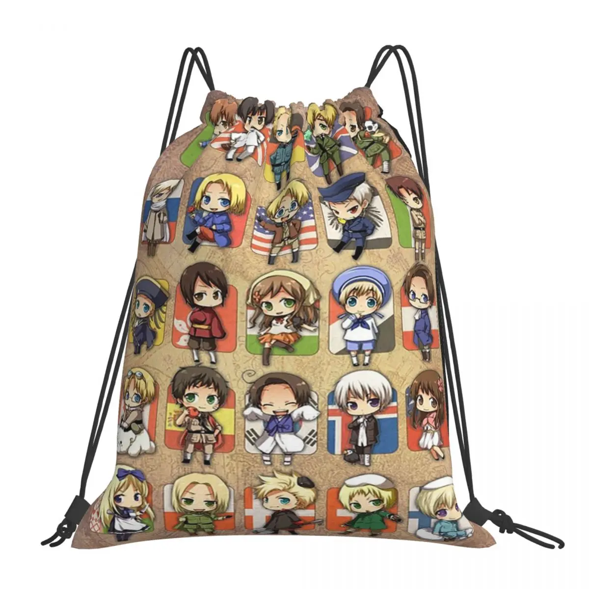 Hetalia Group Rucksäcke, tragbare Kordelzugtaschen, Kordelzugbündel, Tasche, Sporttasche, Büchertaschen für Reisen, Schule