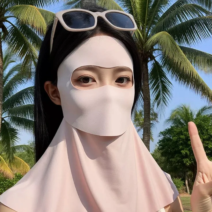 Sunscreen mask women's new comprehensive anti-ultraviolet sunshade neck protection integrated mask ice silk