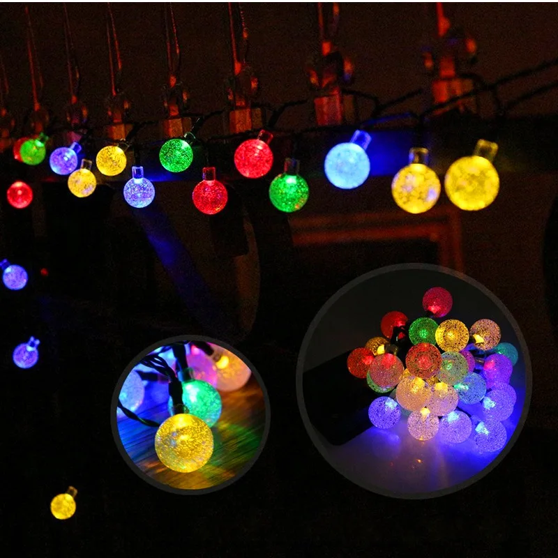ソーラーパワーLEDクリスタルボールランプ,妖精,屋外,庭,クリスマスの装飾