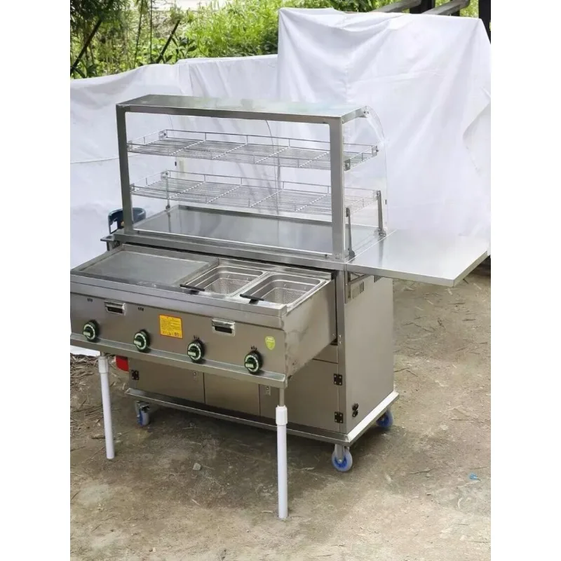 Snack cart Multifunctional mobile stinky tofu Oden boiled braised meat breakfast fryer Fried skewers Night market stall truck