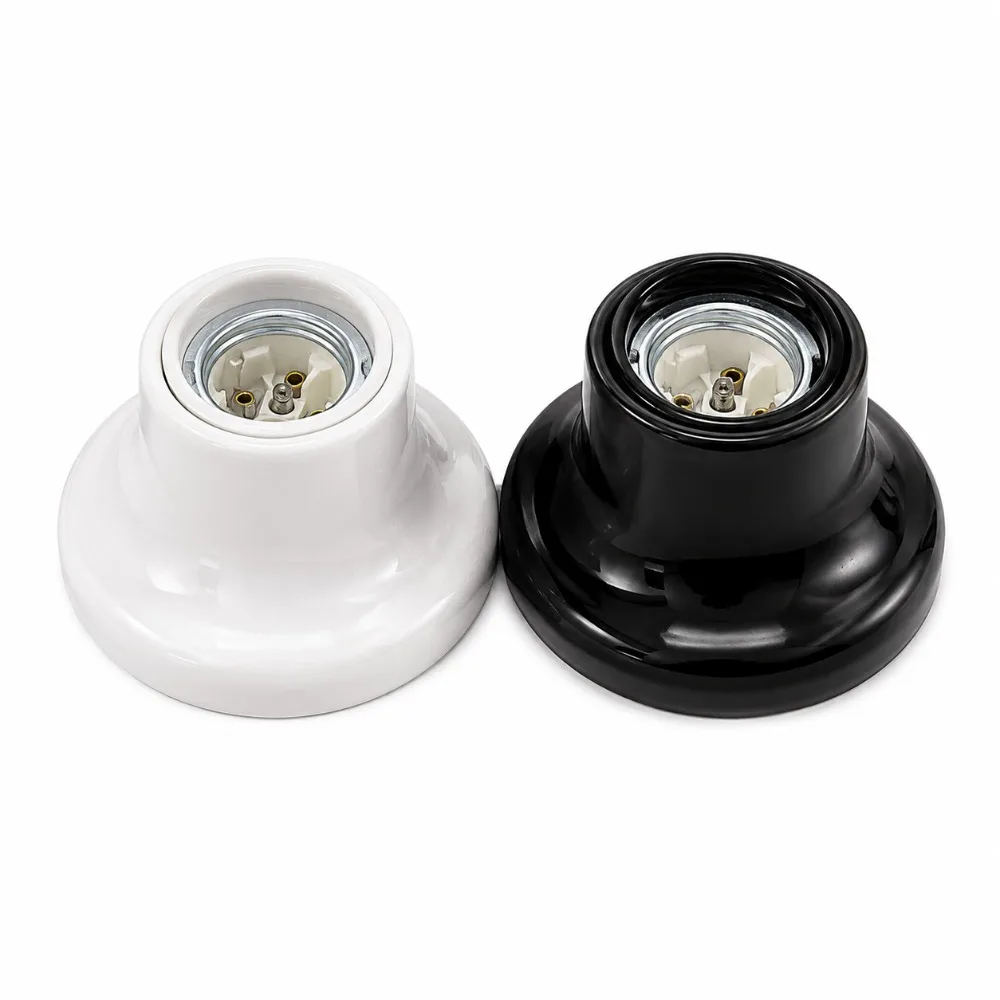 JOYINLED Pack of 1/10 Poecelian Ceramic Bulb Lamp Holder White Black E27 E26 Socket Lamp Base for Wall Ceiling Lighting Fixtures