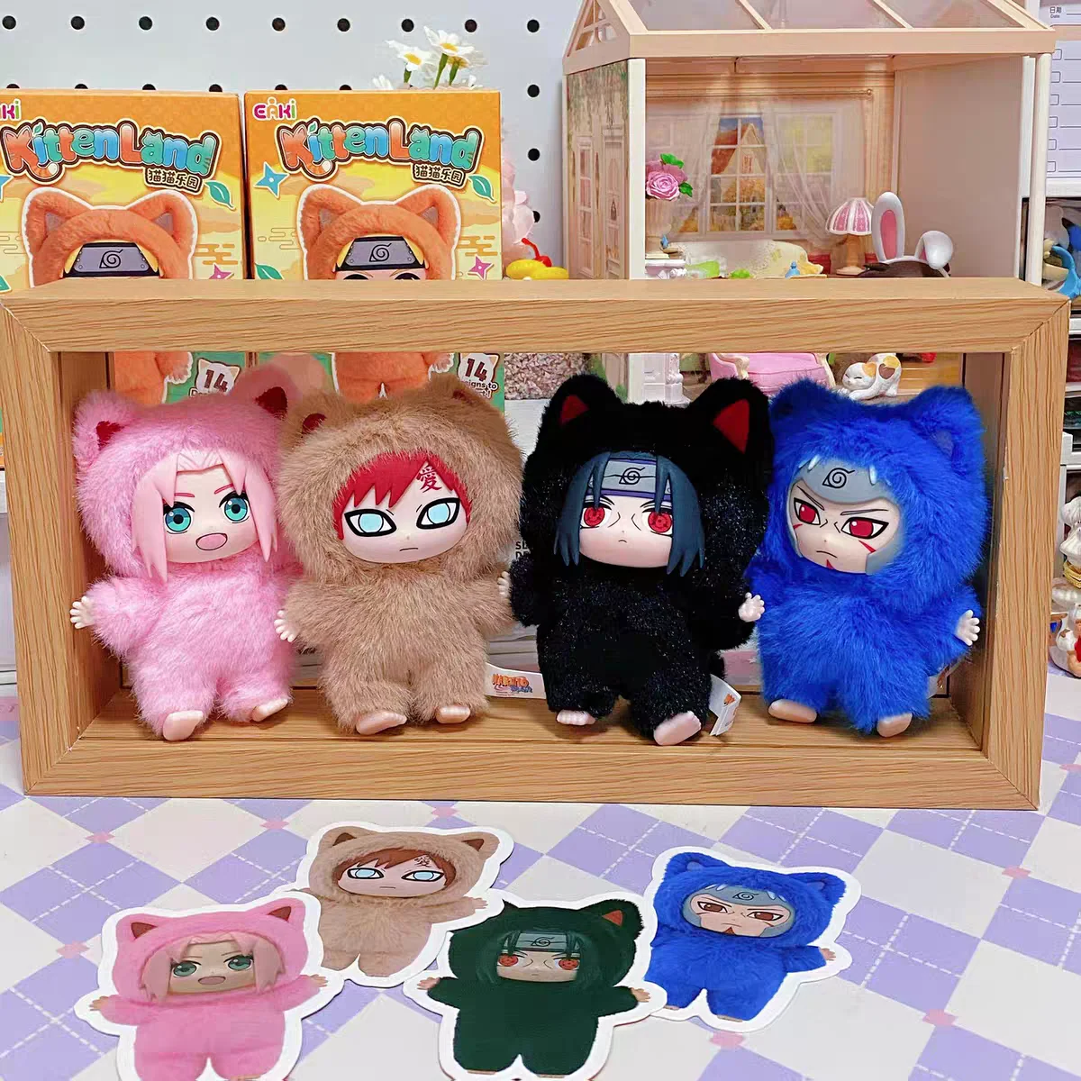 New Original EAKI Naruto Cat Paradise Plushie Series Blind Box Mystery Box Anime Figure Room Decoration Collect Custom Gift