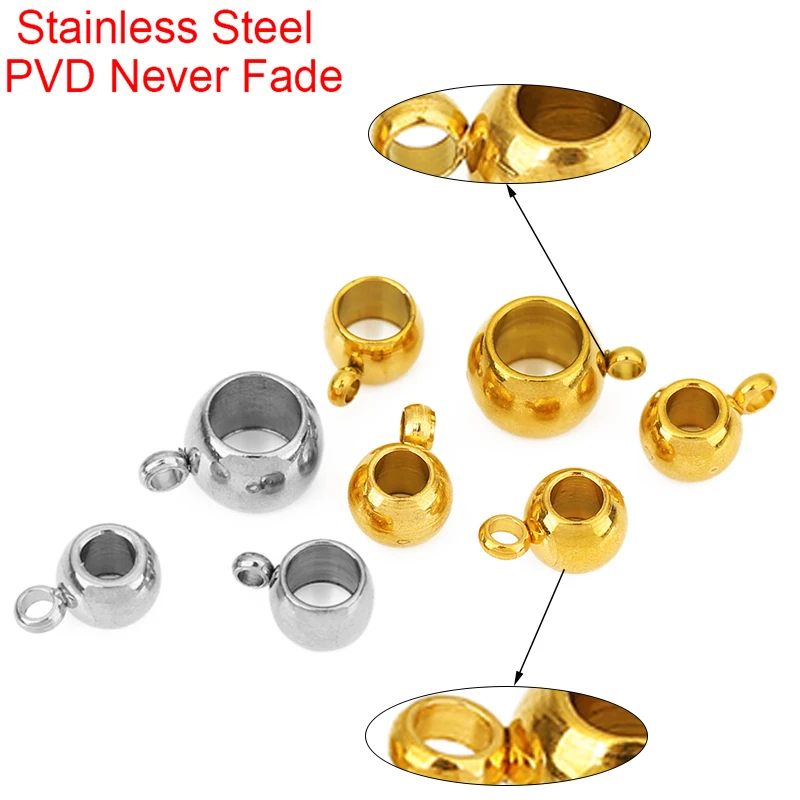 20pcs Stainless Steel Necklace Pendants Connectors Clasps PVD Never Fade 6mm 8mm Pinch Clip Bail Beads Charms For Jewelry Making