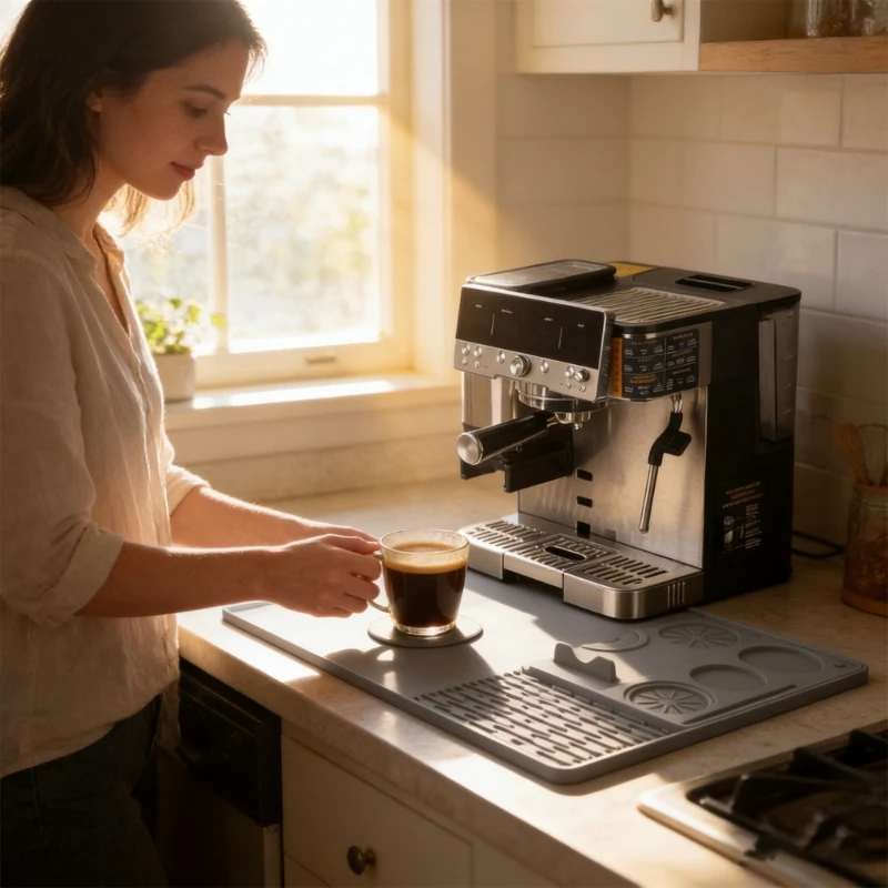 Generisch Silicone Mat for Coffee Machine, 40 x 60 Drip Mat, Coffee Mat and Raised Margin, Coffee Machine Drying Mat, Includes
