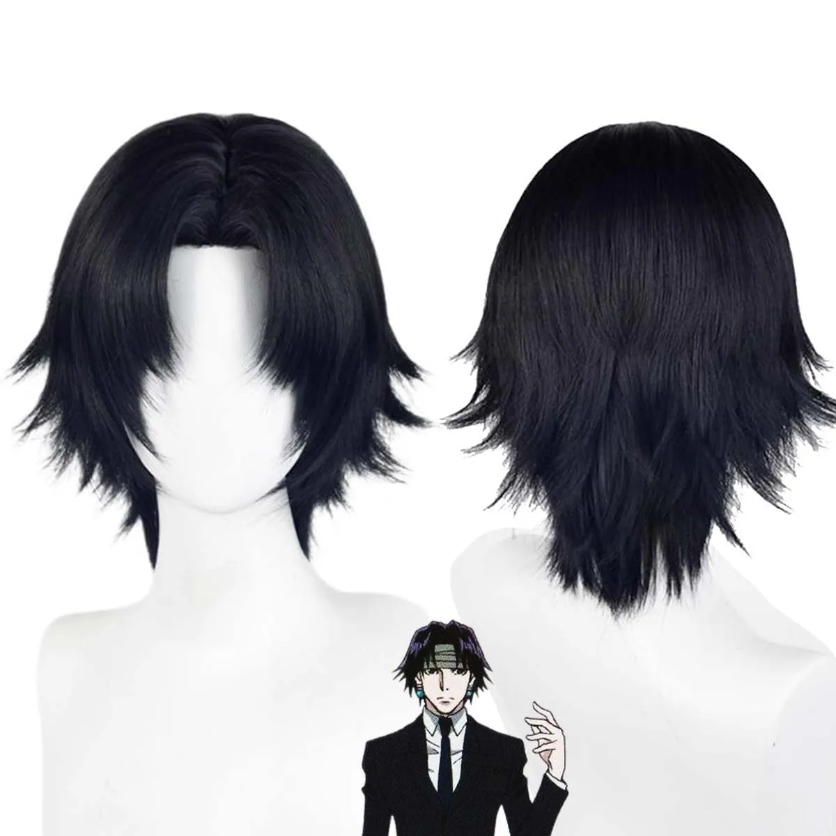 Halloween Animer Cosplay Accessories Chrollo Lucilfer Short Black Synthetic Hair Wig For Men