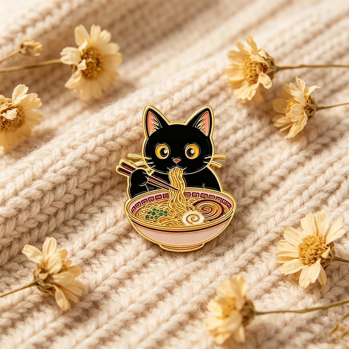 9 Stück Niedliche Schwarze Katze, die Nudeln isst, Emaille-Brosche, Anstecknadel für Kleidung, Tasche, Hut, Dekoration, Sammlerstück, Geschenk, Trendiges Accessoire – Detail 6