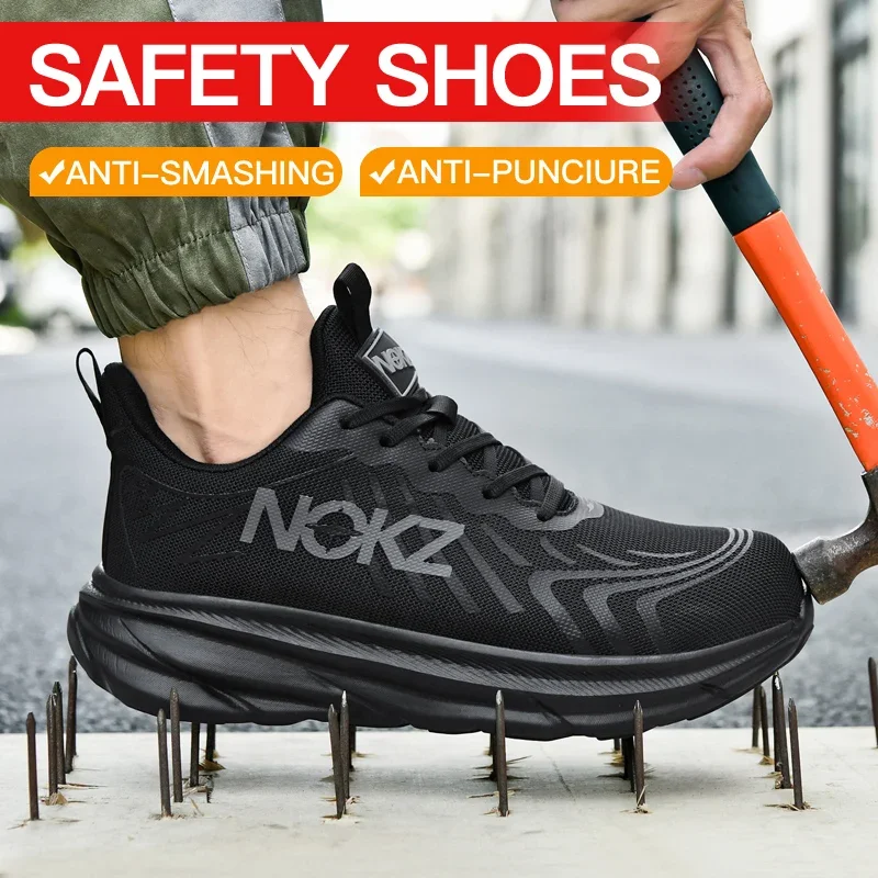 

Mens Steel Toe Sneakers Safety Shoes Work Shoes Breathable Anti-impact Steel Wear-resistant Protective Sneakers Construction
