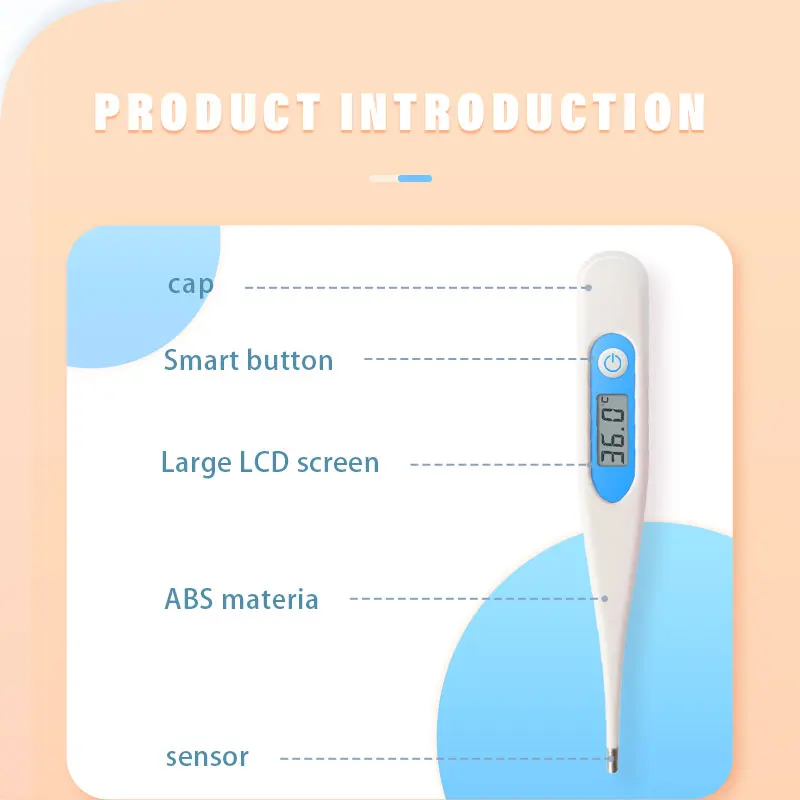 Rigid Hard Tip Waterproof Digital Thermometer Beeper Function Fever Alarm Oral Underarm Child Kid Adult Temperature Monitoring