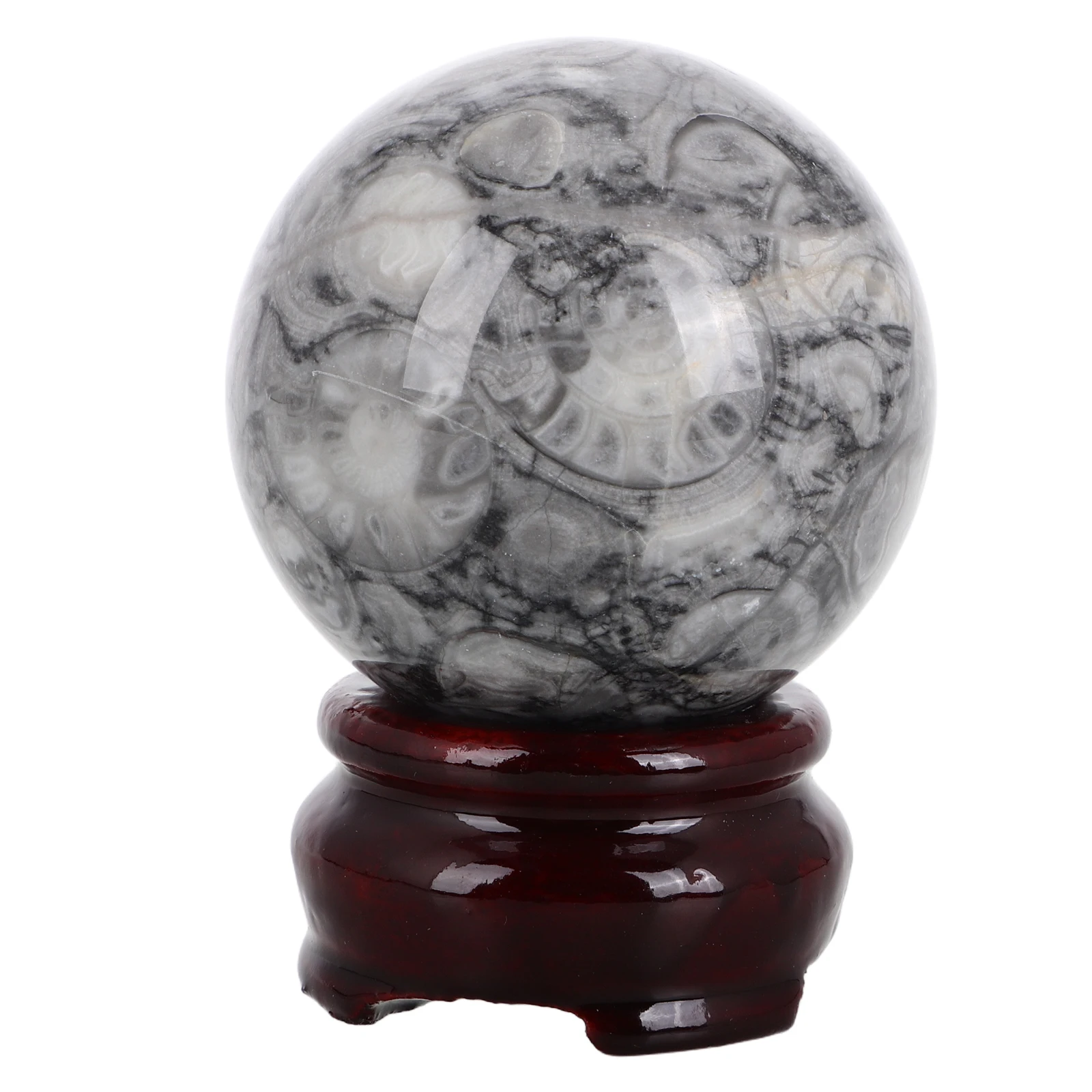 

1pcs Black Crystal Ball Ornament Smooth Finish Elegant Desktop Decor For Home Office Feng Shui Yoga Room Agate Sphere Wooden