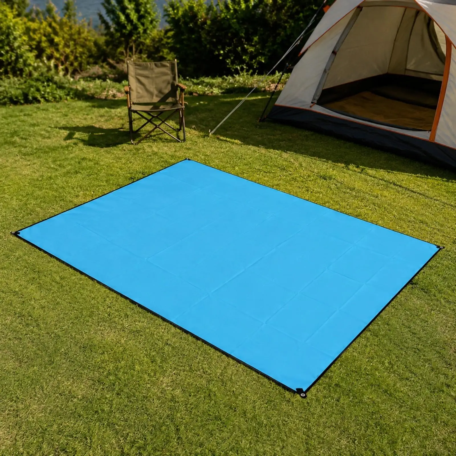 Waterproof Ground Tarp 210D Oxford Cloth Silver Coated Camping Tarp with Grommets for Outdoor Tent Floor Cover