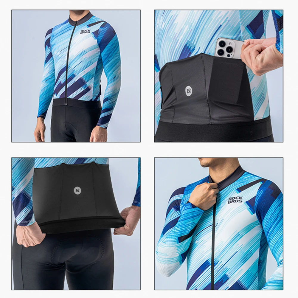 

ROCKBROS Cycling Jersey Men's Bicycle Clothing MTB Long Sleeve Warm Tops Road Bike Breathable And Sweat Wicking Jacket