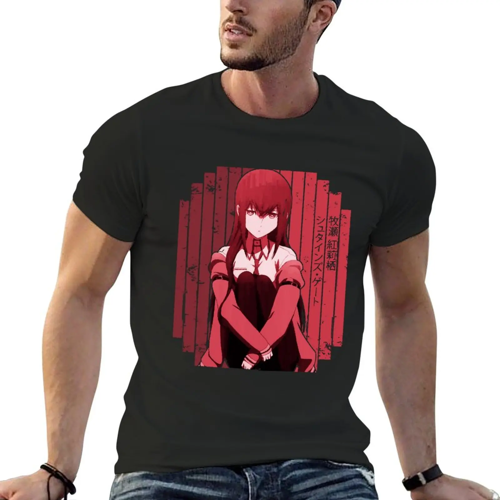 

Makise Kurisu Red Steins Anime Gate Gift Fan T-Shirt cotton graphic tees graphic tee shirt man clothes funny t shirts for men