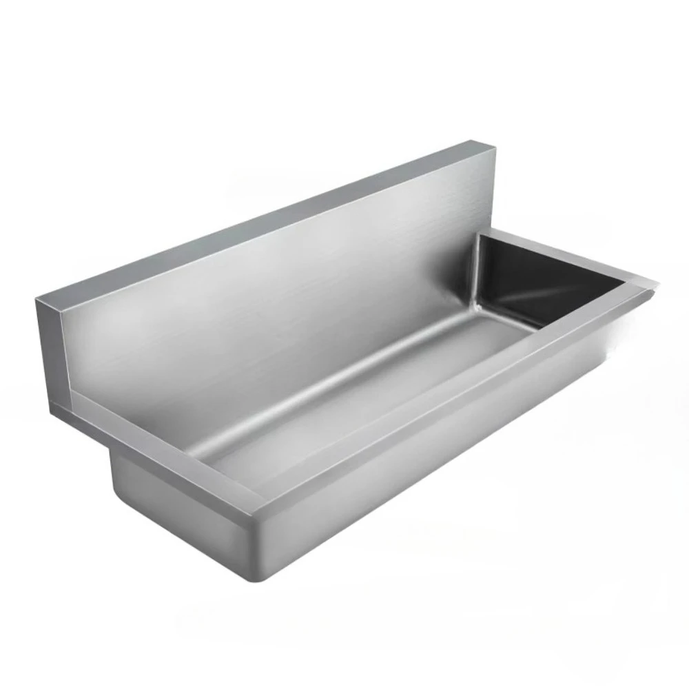 Stainless Steel Sinks Outdoors Long Hand Washing Trough Tank Metal Hand Wash Basin for Factory Workshop Project Engineering