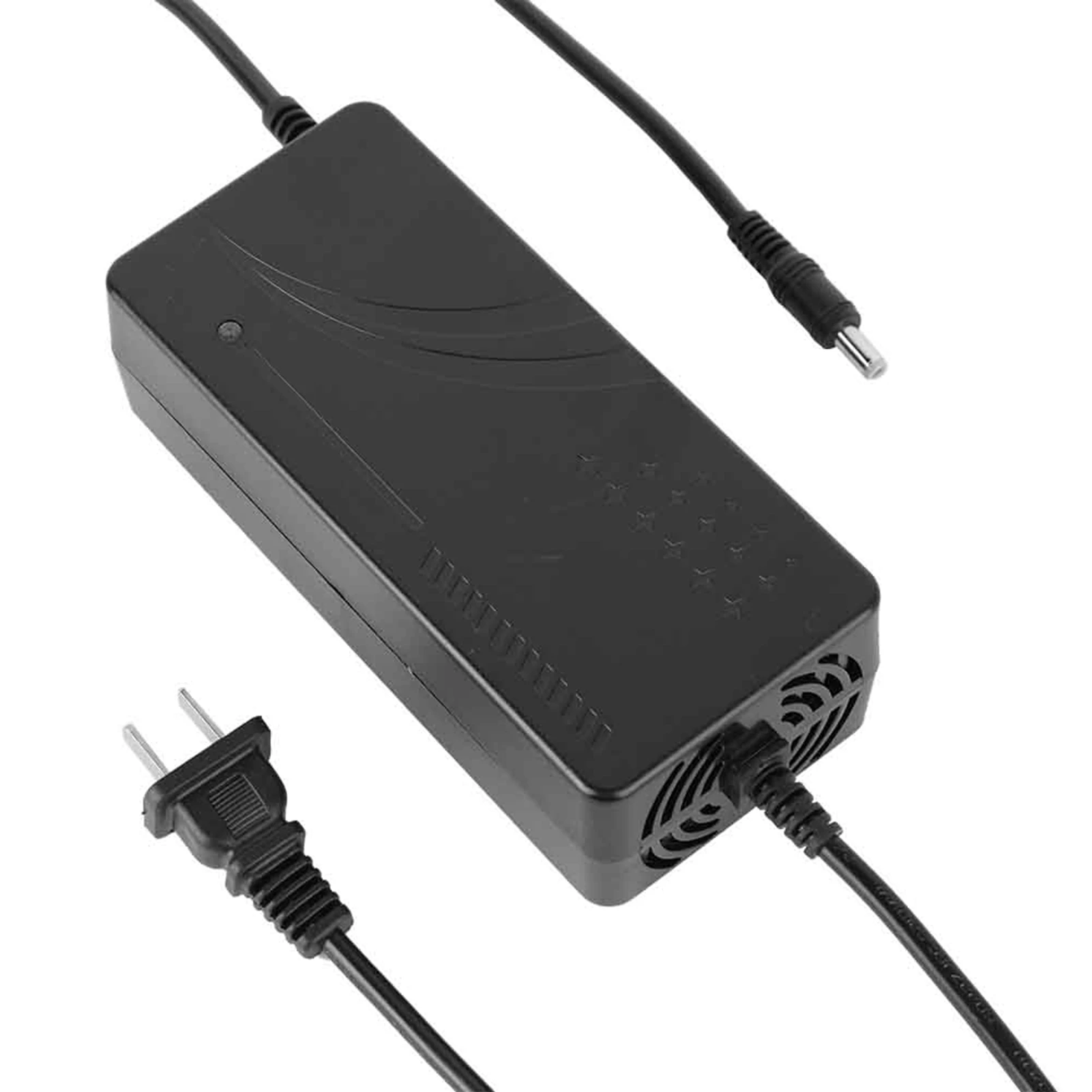 شاحن بطارية ليثيوم، رأس تيار مستمر، موثوقية عالية، متين، سهل الاستخدام، شاحن دراجة محمول جديد للدراجات الكهربائية