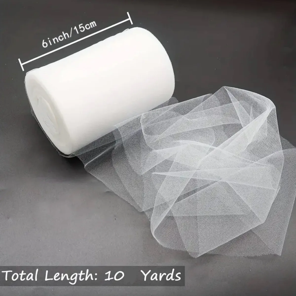 1 Roll White Tulle Fabric For DIY White Tutu Bow, Dress, Skirtss And Party Decoration, 6 Inches *10/25/100 Yards
