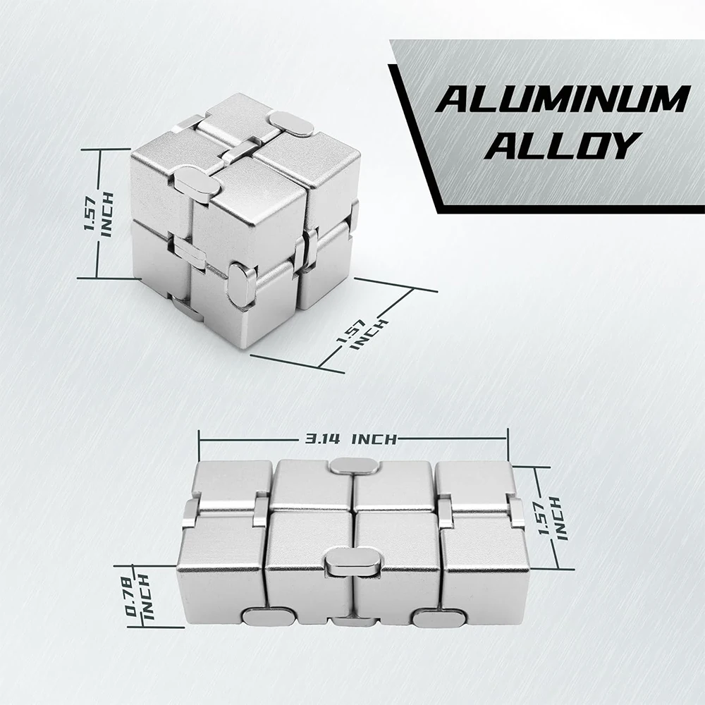 ألعاب فيدجيت إنفينيتي كيوبز المكتبية المعدنية للأطفال والكبار، ألعاب يدوية لتخفيف التوتر ADHD EDC ألعاب حسية للمراهقين