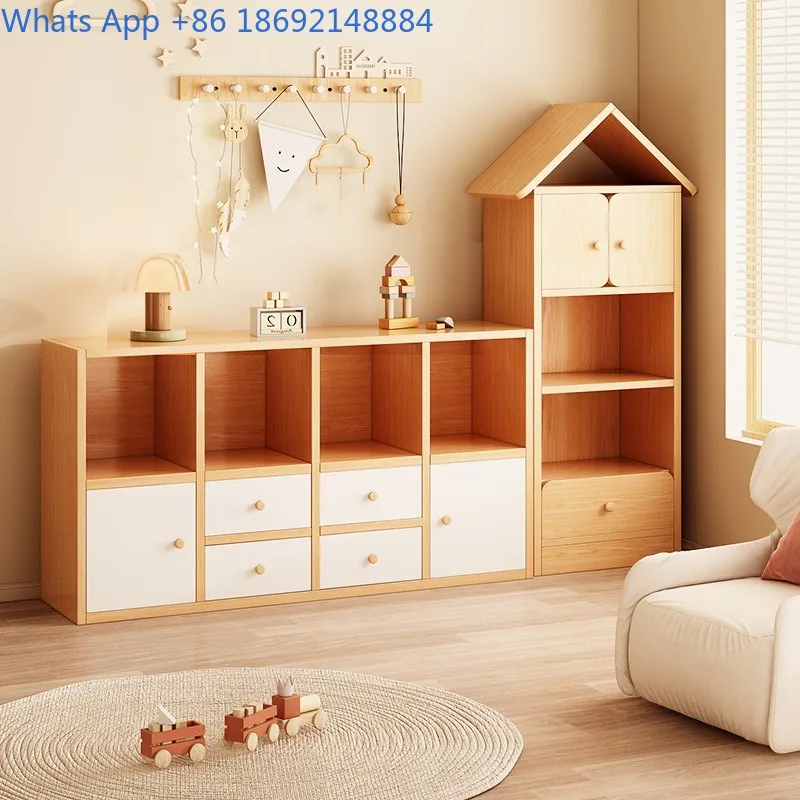 Floor-standing Storage Rack Living Room Wall-mounted Integrated Cabinet Picture Book Storage Grid Cabinet Bookshelf