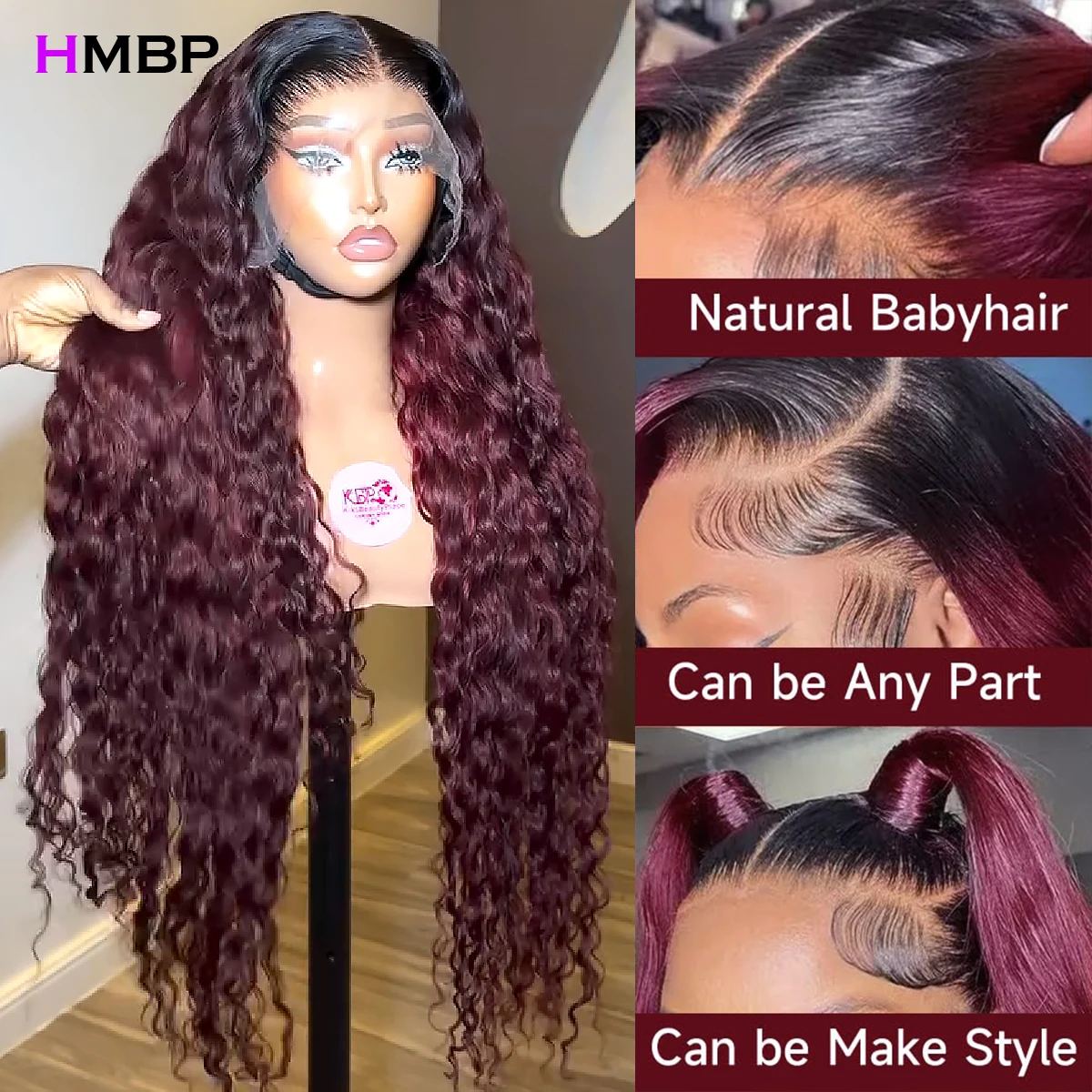 أومبير 99J غلويليس الباروكات شعر الإنسان موجة عميقة 13x6/13x4 HD الدانتيل الشفاف الجبهة باروكة من شعر طبيعي مجعد موجة المياه 360 الدانتيل الباروكات