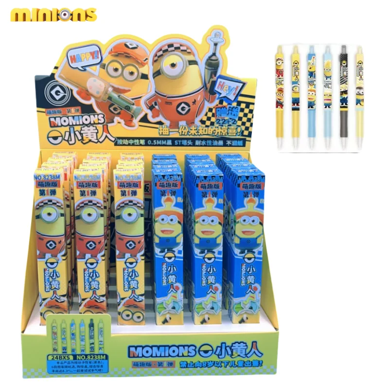 Verachtelijke Me Minions Cartoon Blinde Doos Pen Creatieve Kawaii Pers Gel Pen Sneldrogende Handtekening Verrassende Geschenkdoos Groothandel