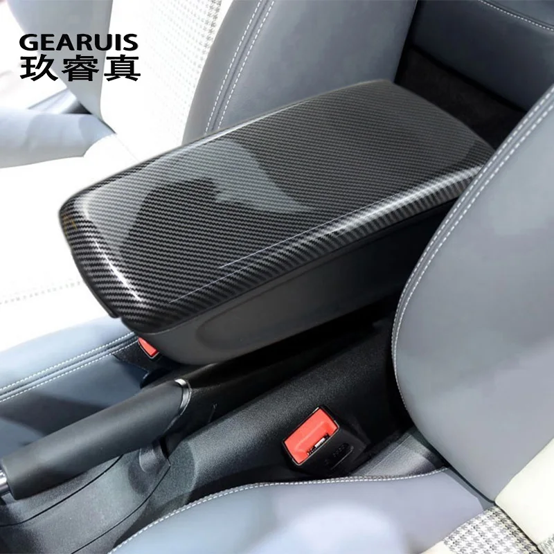 

For Audi A1 S1 8X 2011-2018 Car Styling Armrest Cover Carbon fiber Trim Latch Lid Center Console Arm Rest Interior Accessories